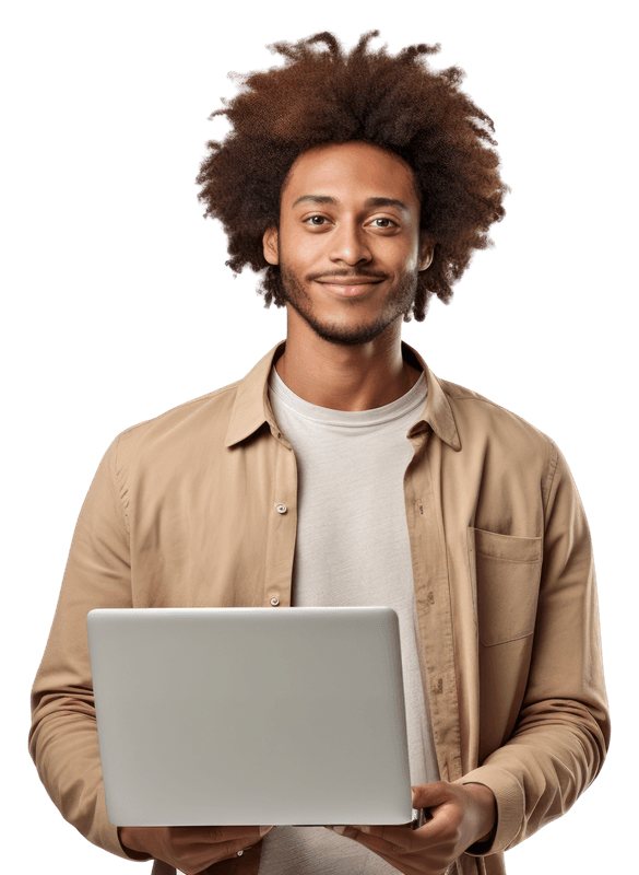 An african-american man holding a laptop - Image by rawpixel.com